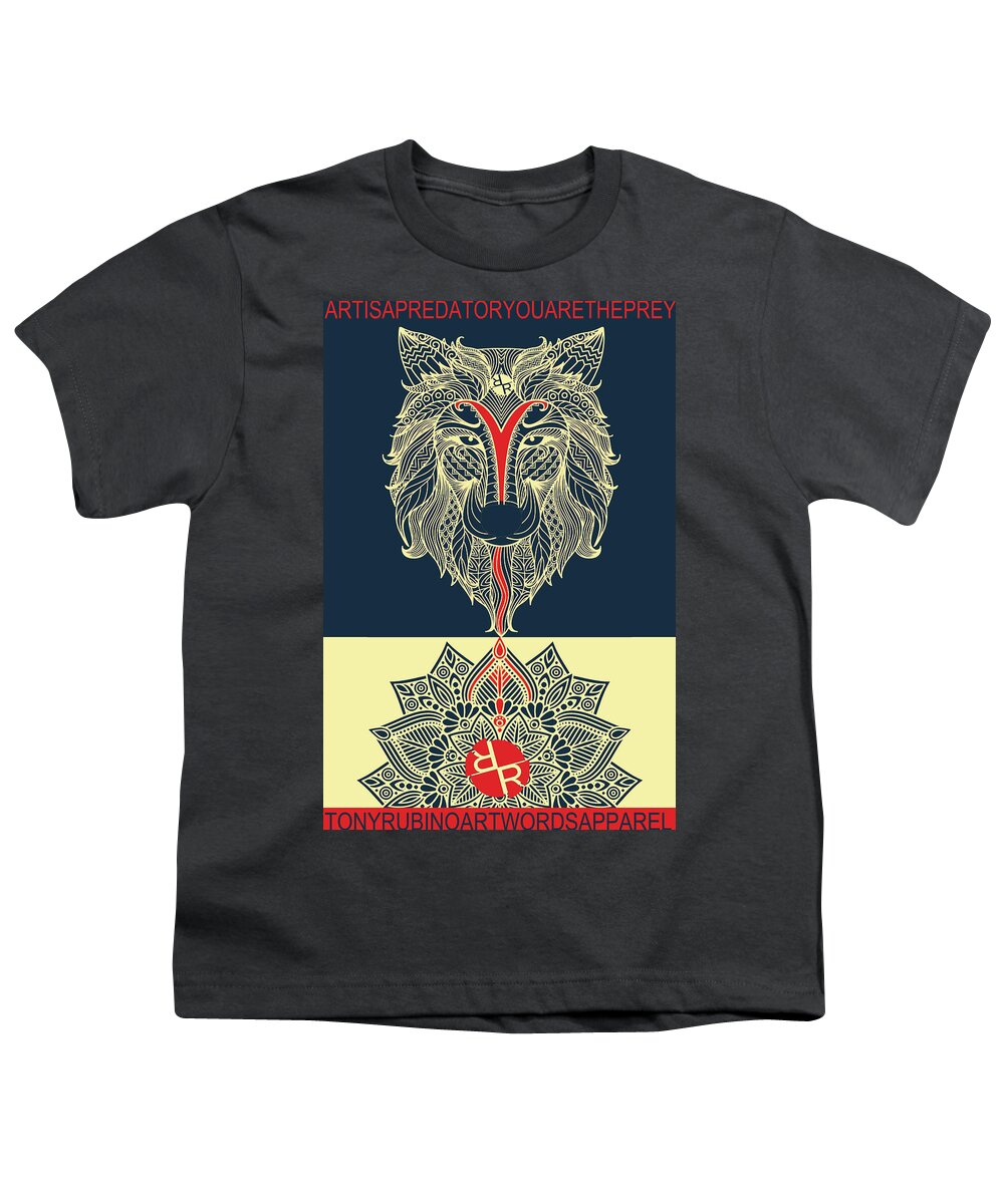 Wolf Youth T-Shirt featuring the painting Rubino Spirit Wolf by Tony Rubino