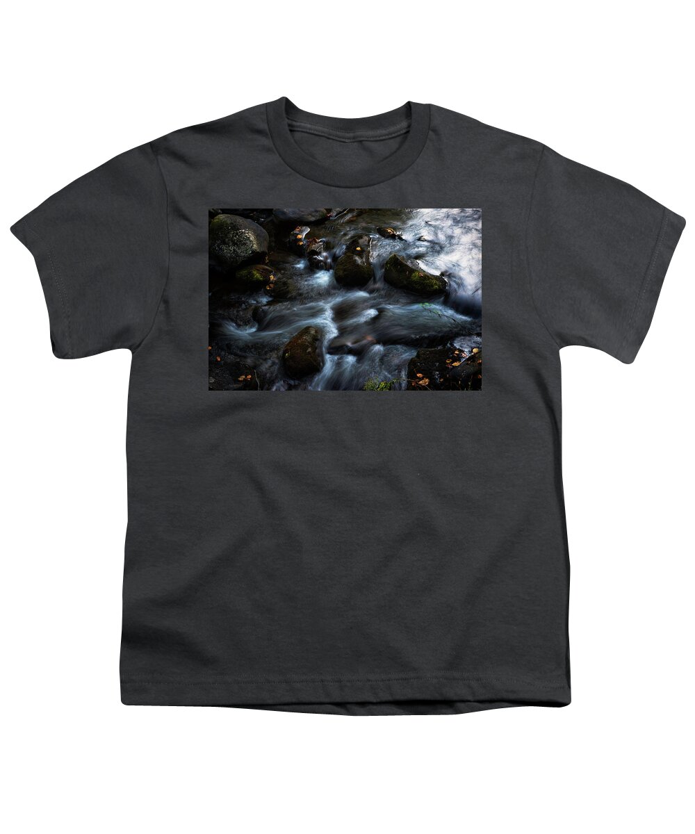 Rocks Youth T-Shirt featuring the photograph Rushing Stream by Norman Reid