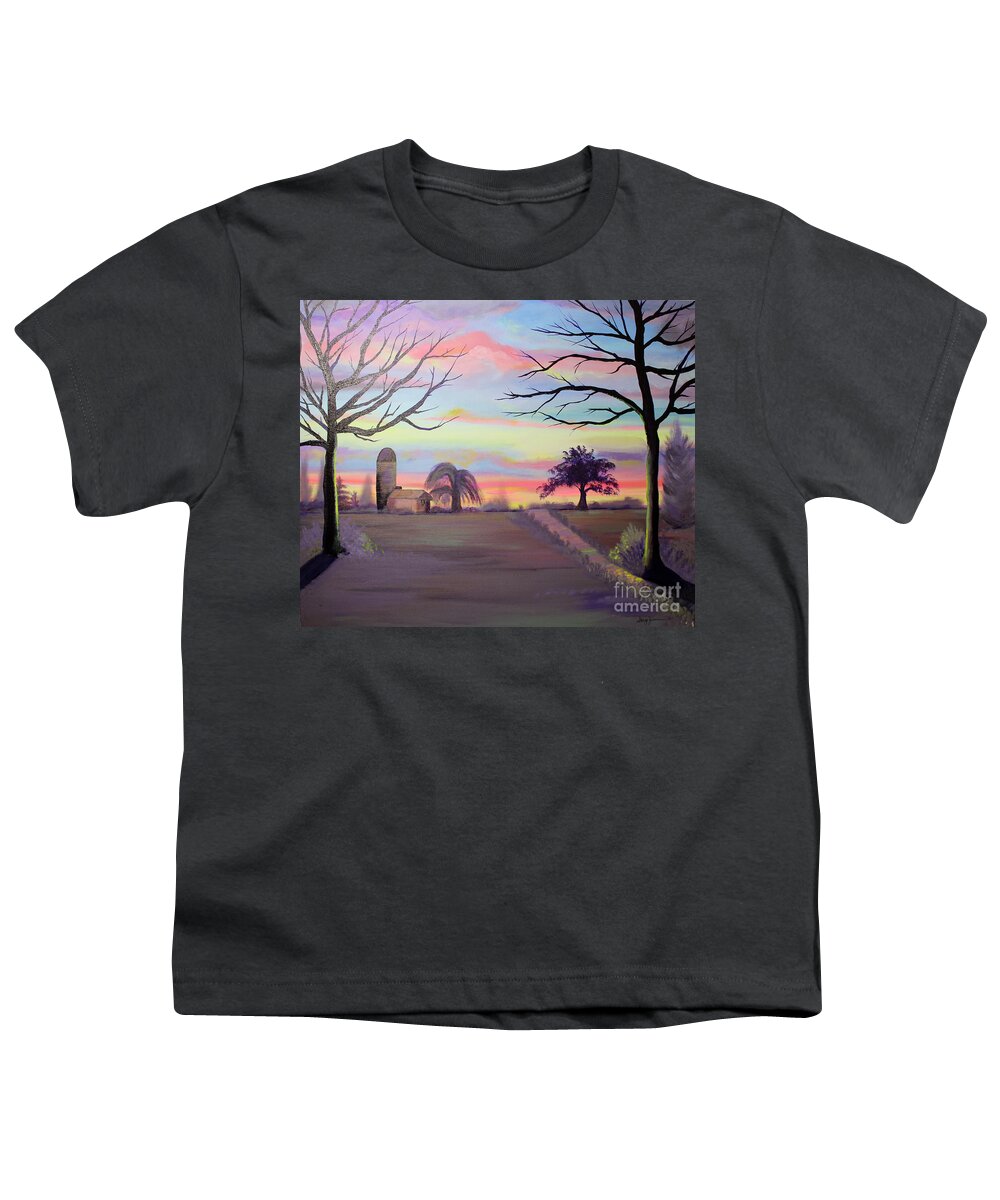 Farm Youth T-Shirt featuring the painting Rustic Beauty by Stacey Zimmerman
