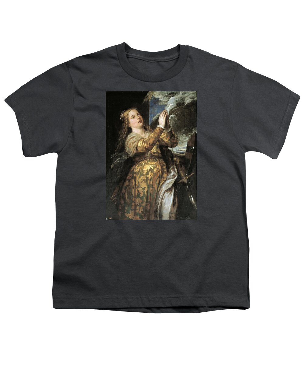 Titian Youth T-Shirt featuring the painting Saint Catherine of Alexandria by Titian