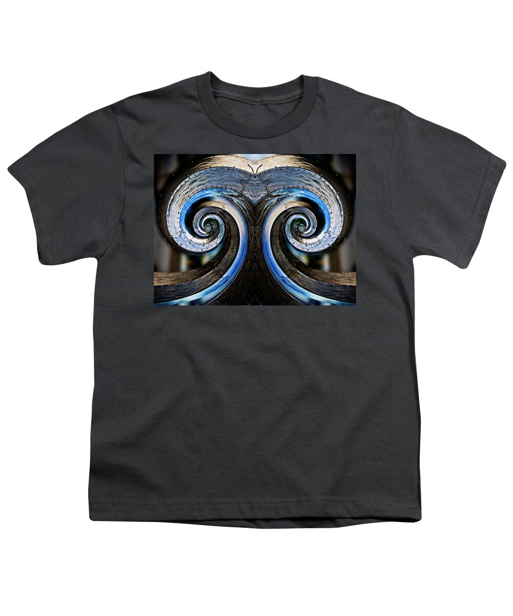 Texture Youth T-Shirt featuring the digital art Salmon Waves Reflection by Pelo Blanco Photo