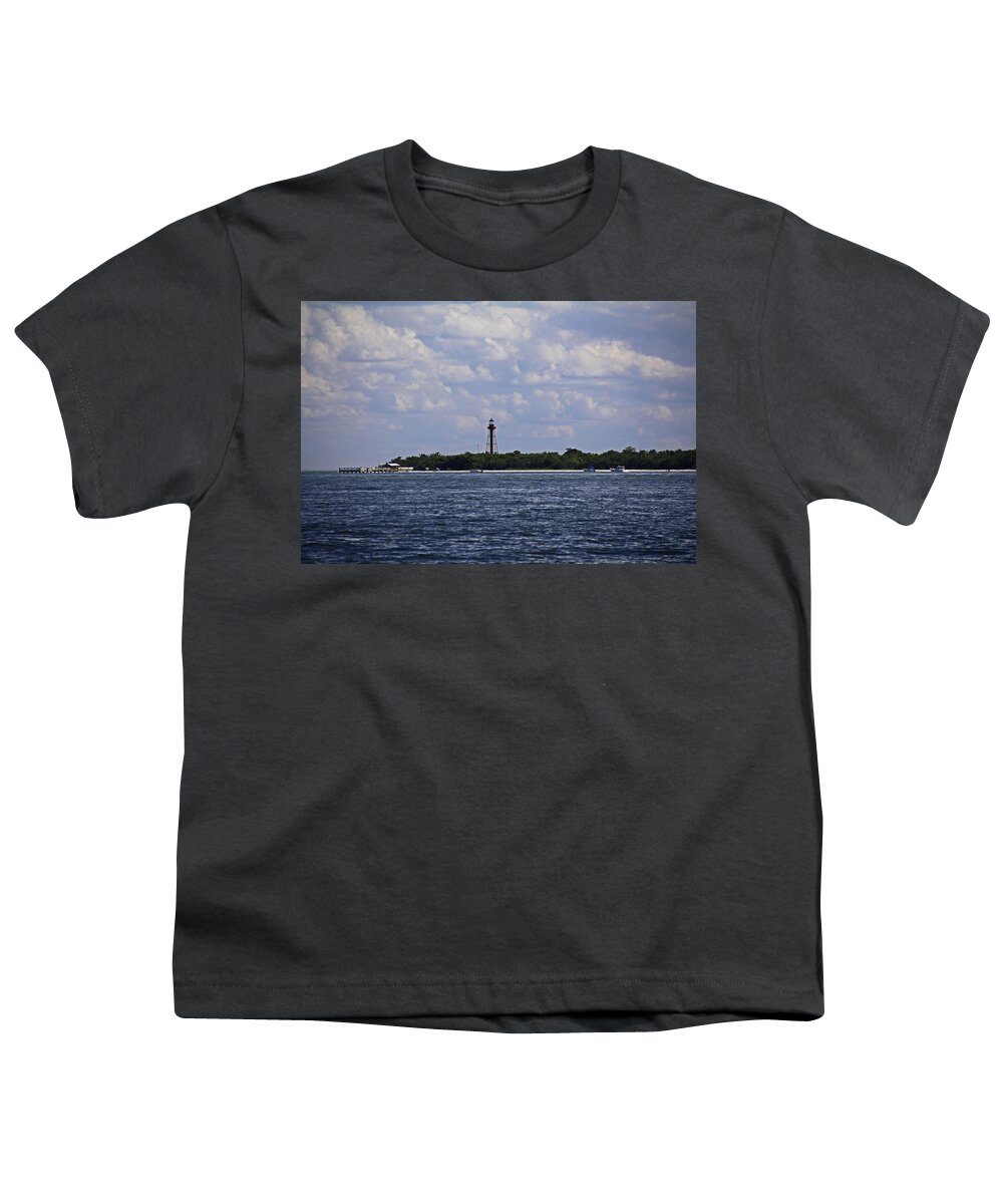 Lighthouse Youth T-Shirt featuring the photograph Sanibel Lighthouse at Christmas by Michiale Schneider