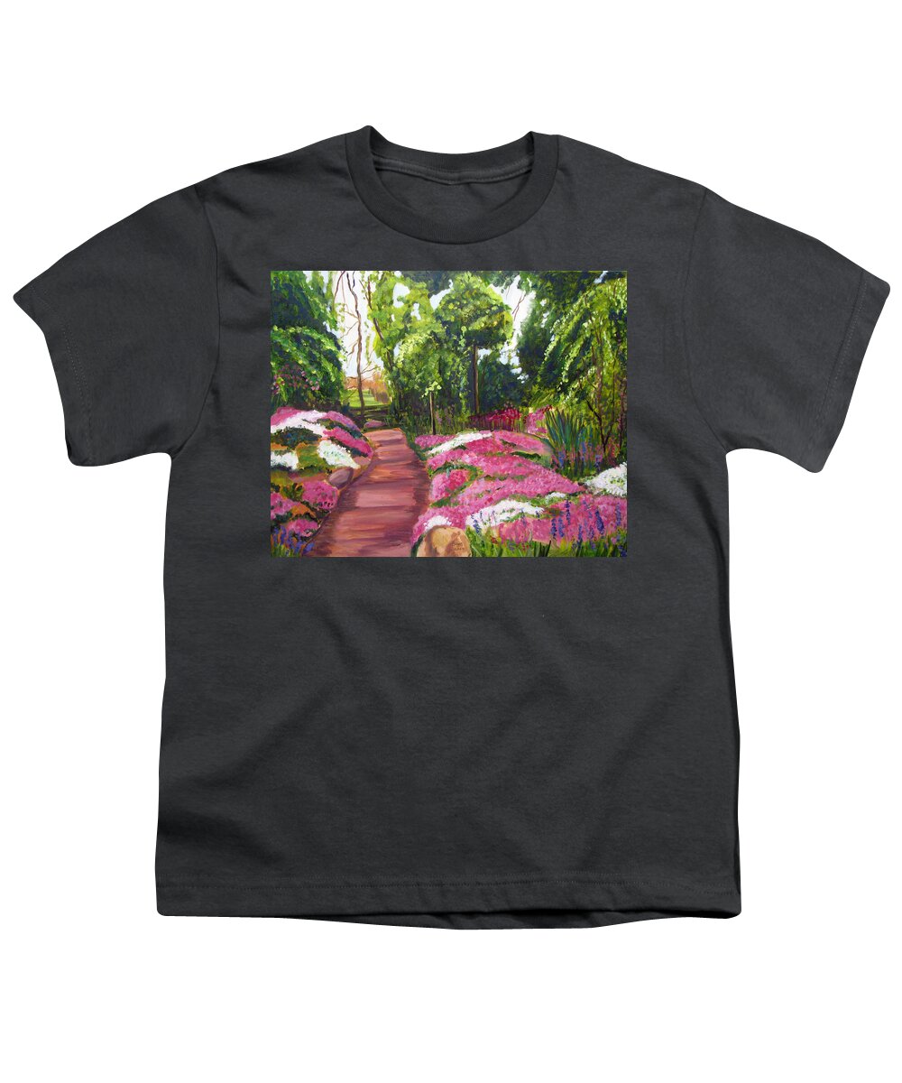 Garden Youth T-Shirt featuring the painting Sayen Path by Clara Sue Beym