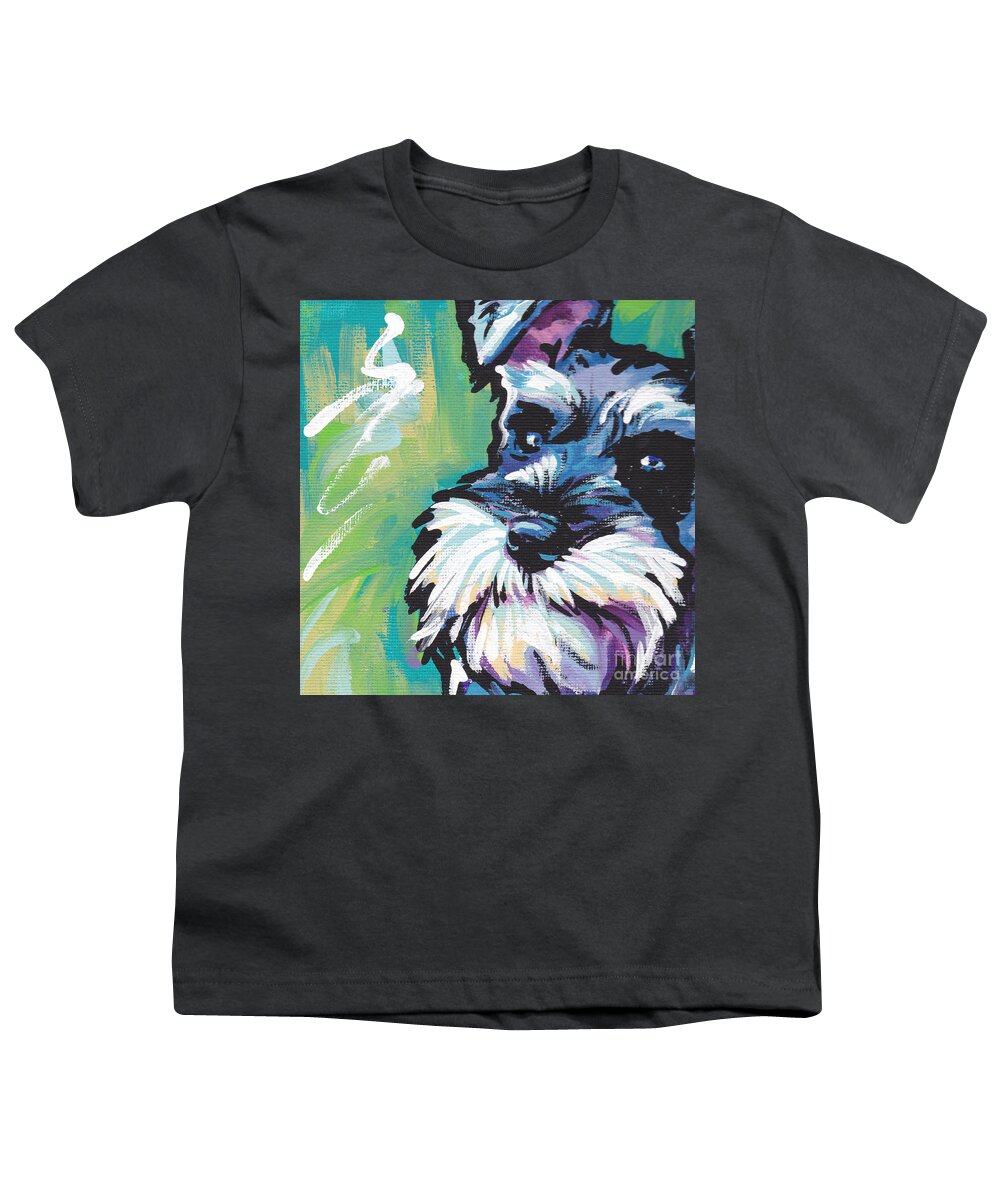 Schnauzer Youth T-Shirt featuring the painting Schnauzer by Lea S