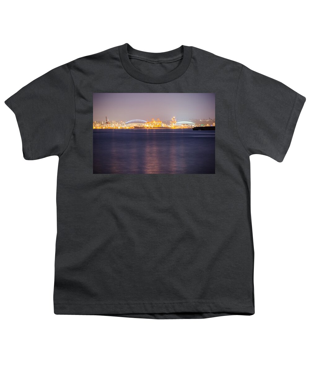 Night Youth T-Shirt featuring the photograph Seahawks and Mariners Stadiums by Anthony Doudt