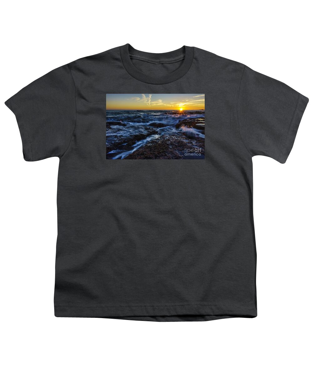 Andalucia Youth T-Shirt featuring the photograph Seascape at Sunset Cadiz Spain by Pablo Avanzini