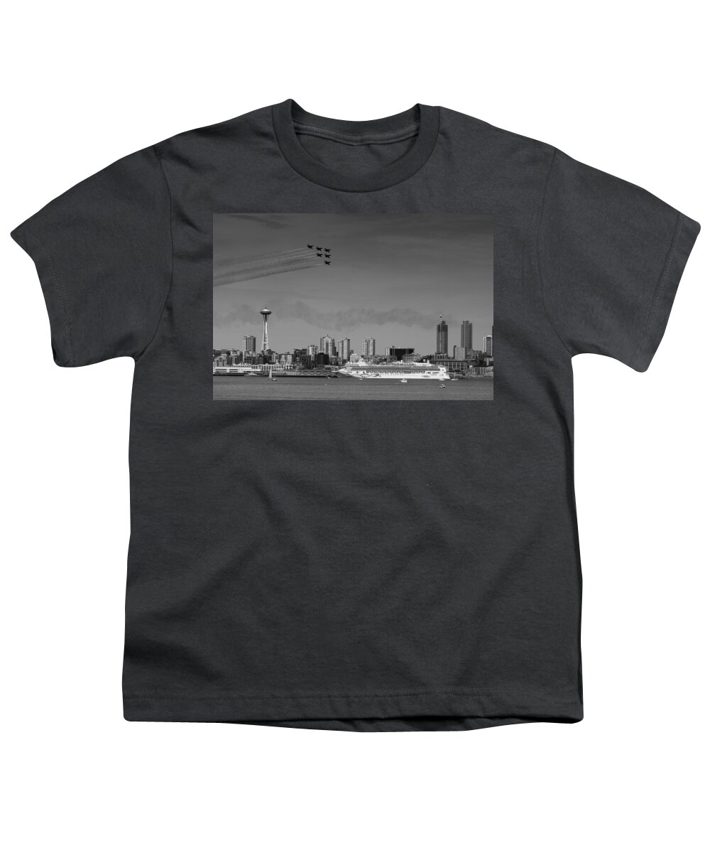 Seattle Youth T-Shirt featuring the photograph Seattle Seafair Blue Angels by David Gleeson