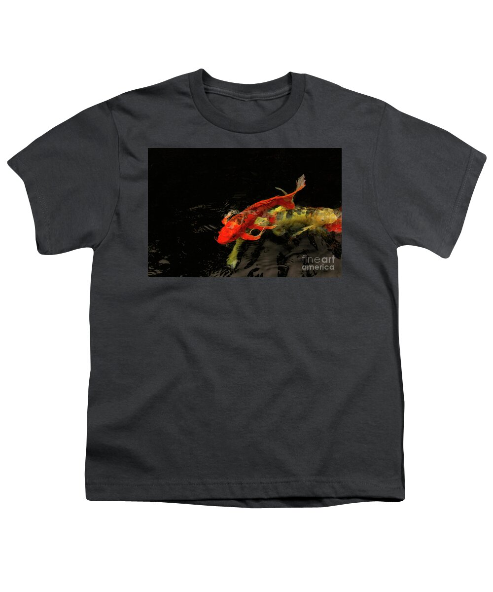 Upstream Youth T-Shirt featuring the photograph Secret to Happy Koi by Marilyn Cornwell