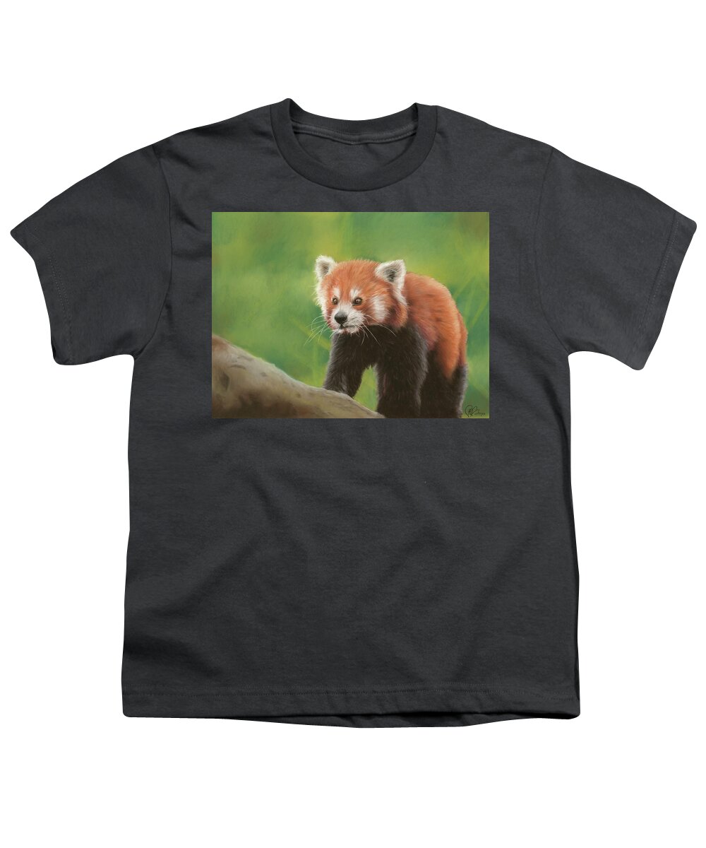 Red Panda Youth T-Shirt featuring the pastel Seeking by Kirsty Rebecca