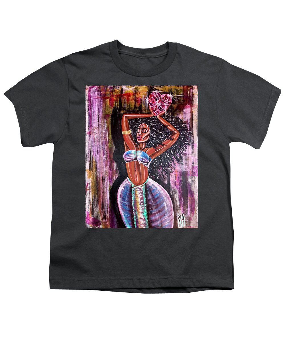 Lion Youth T-Shirt featuring the painting Self Made Royalty by Artist RiA