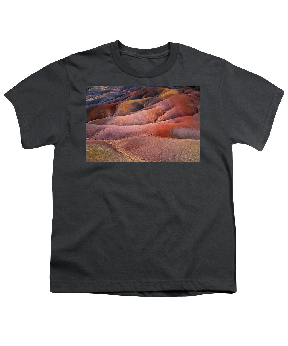 Mauritius Youth T-Shirt featuring the photograph Seven Colored Earth in Chamarel 8. Series Earth Bodyscapes. Mauritius by Jenny Rainbow
