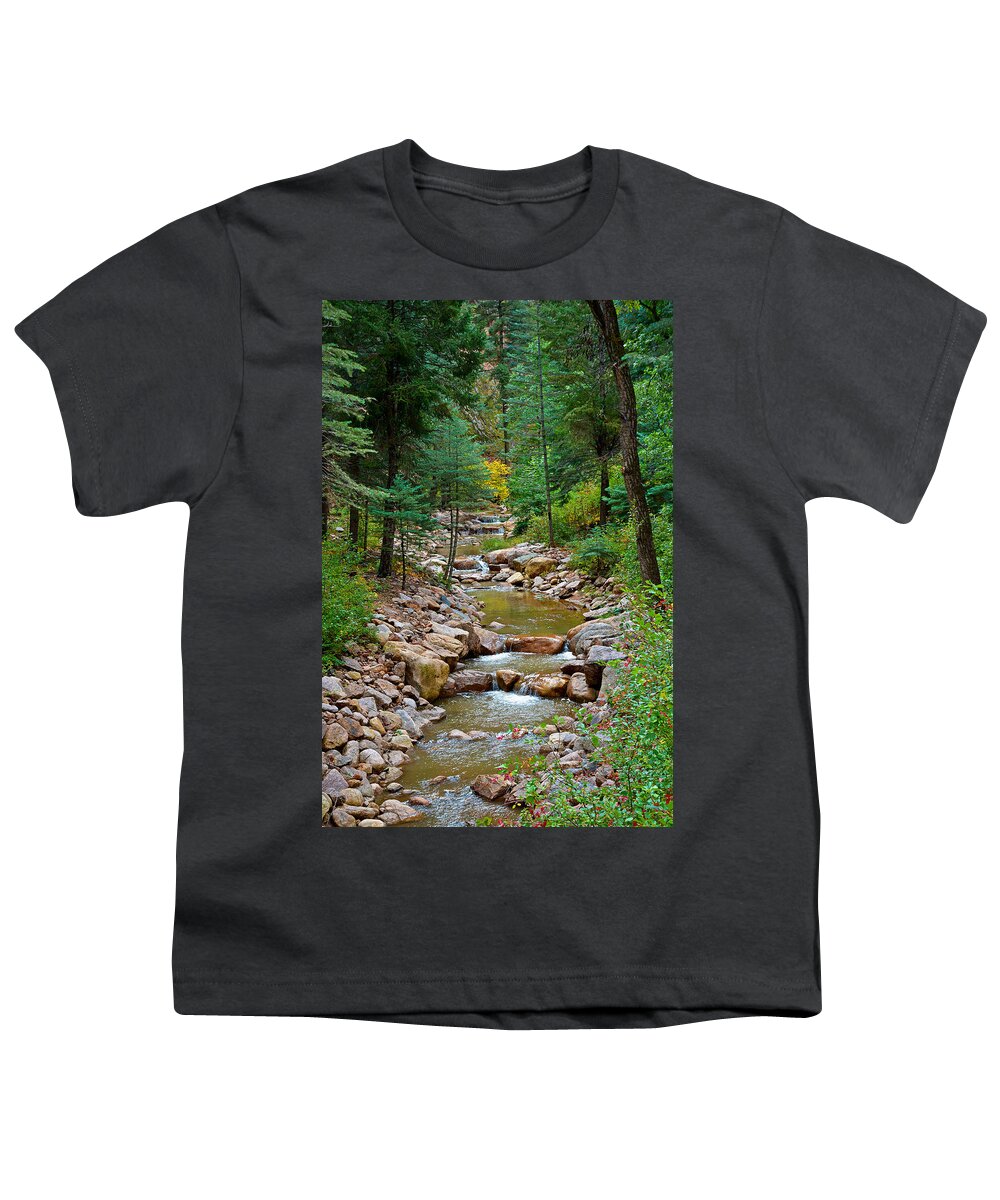 Seven Falls Youth T-Shirt featuring the photograph Seven Falls Pastoral Study 12 by Robert Meyers-Lussier