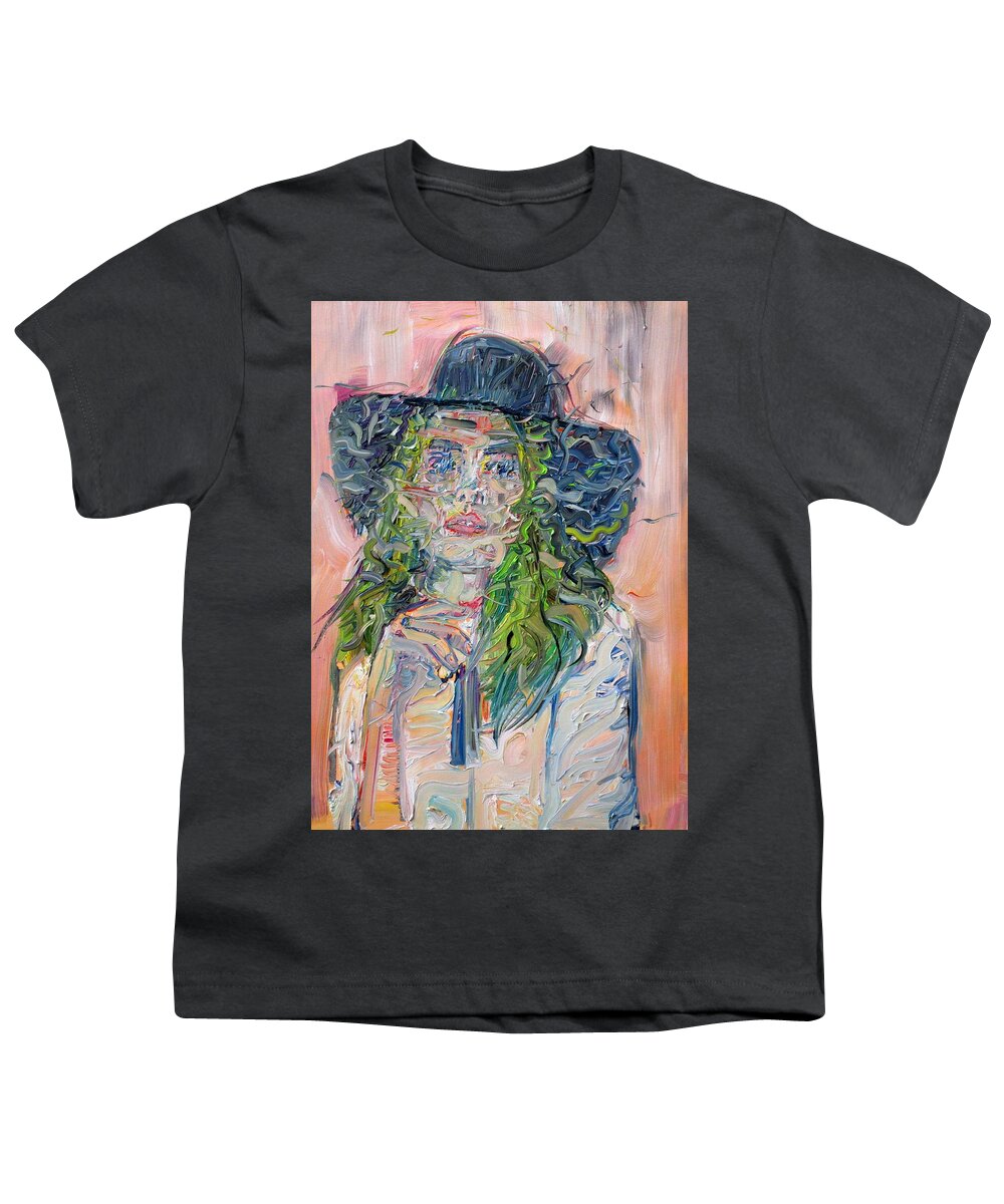 Lady Youth T-Shirt featuring the painting She Brings The Rain by Fabrizio Cassetta
