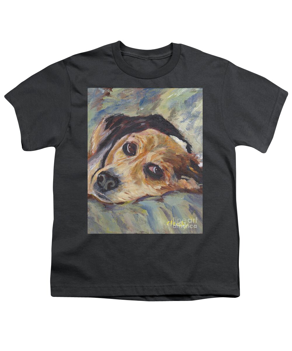 Beagle Youth T-Shirt featuring the painting simonClydemcflyMcCue by Patricia Cleasby