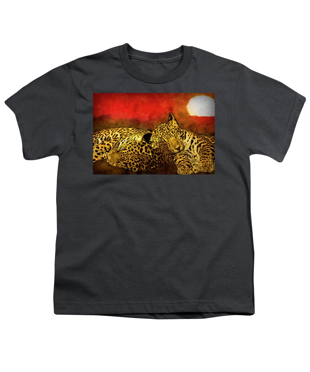 Leopard Youth T-Shirt featuring the painting Sleeping Cats by Jack Zulli