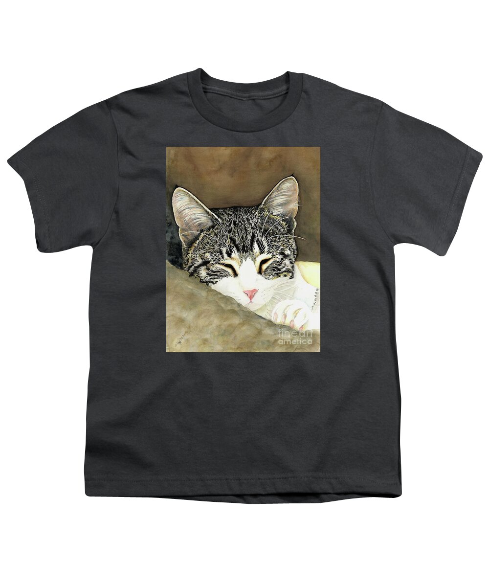 Cat Youth T-Shirt featuring the painting Sleeping Mia Cat by Shari Nees