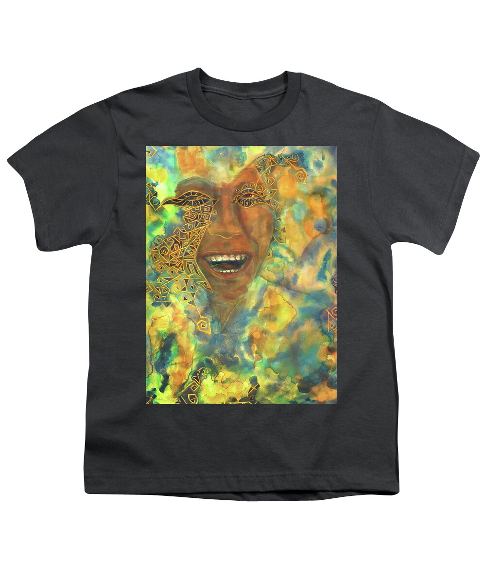Smiling Muse: Watercolor On Aquabord Youth T-Shirt featuring the painting Smiling Muse No. 3 by Cora Marshall