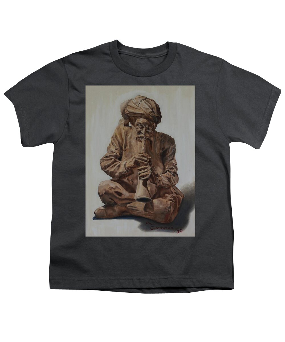 8 Youth T-Shirt featuring the painting Snake Charmer by Phil Chadwick