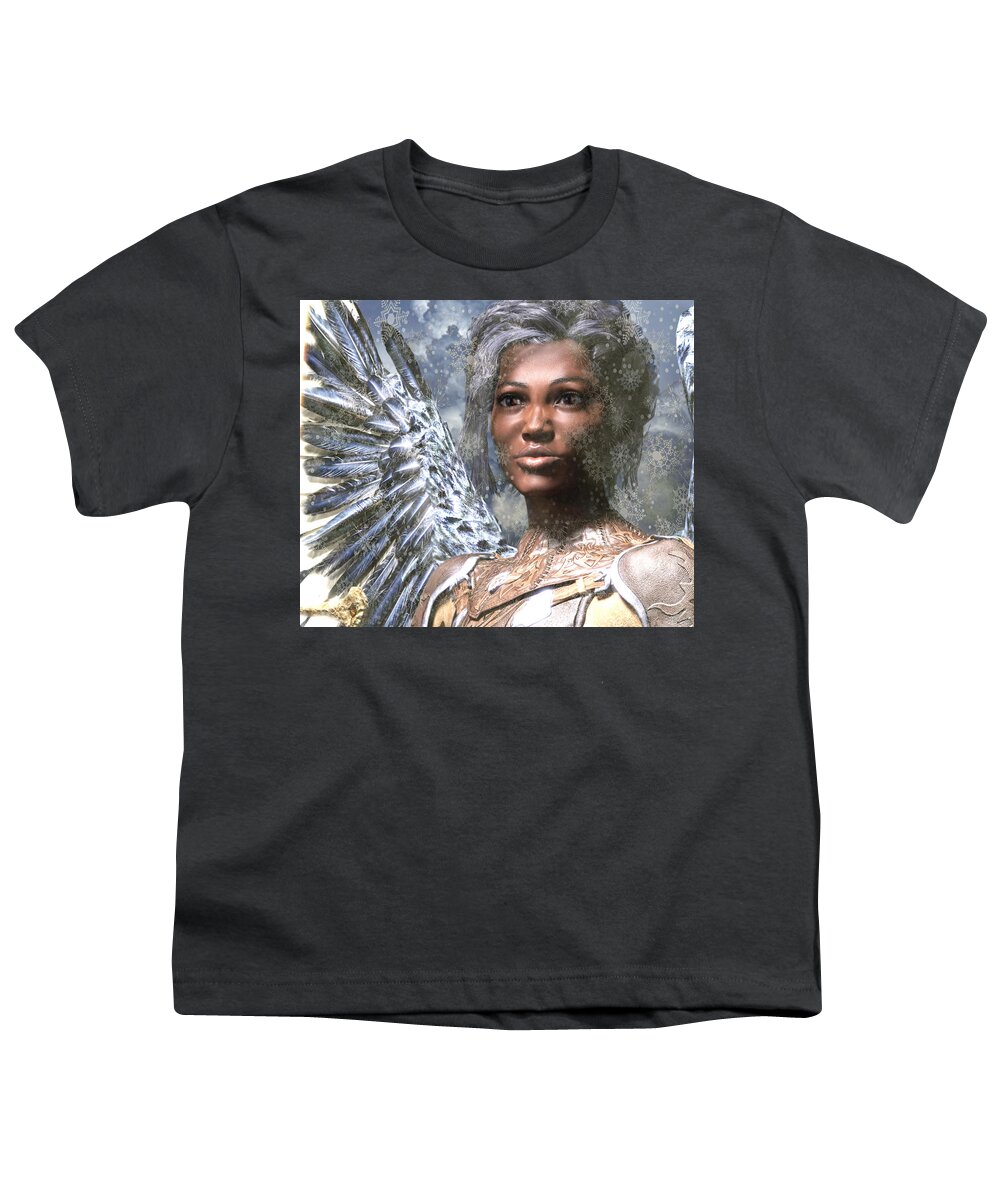 Snow Angel Youth T-Shirt featuring the painting Snow Angel by Suzanne Silvir