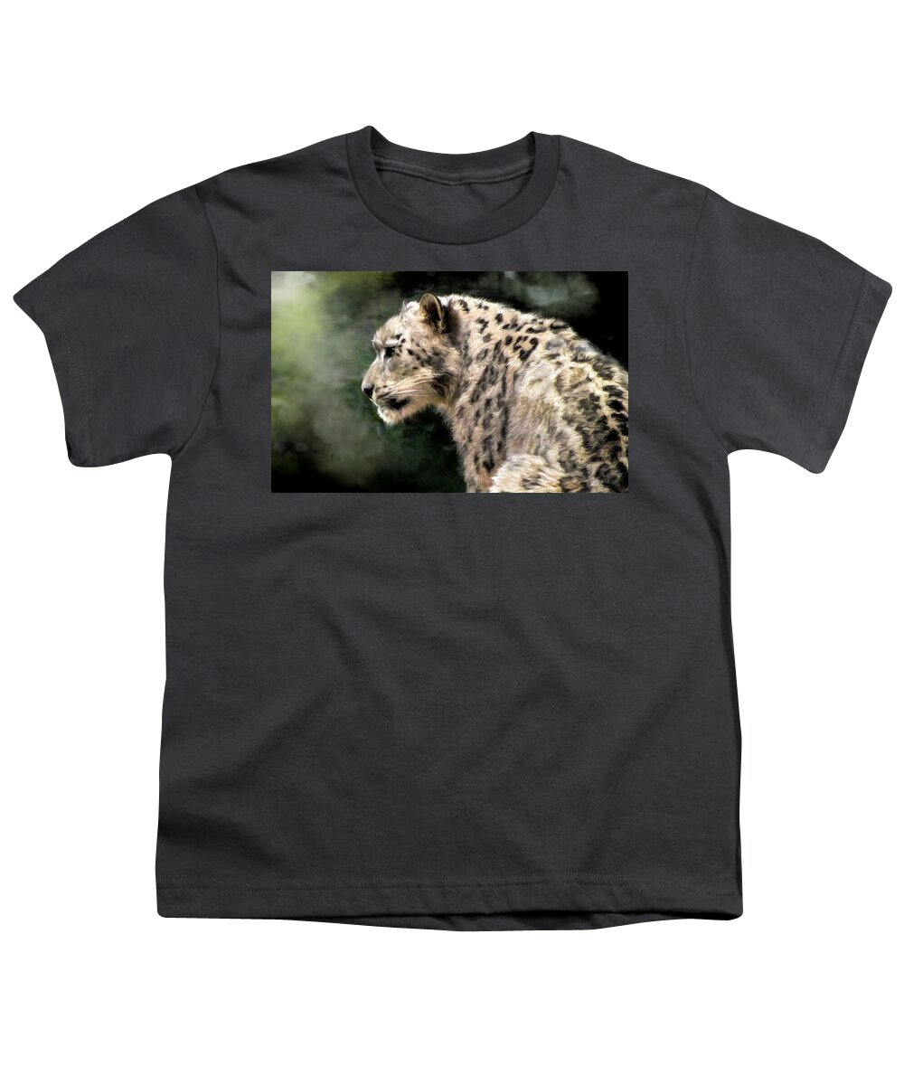 Snow Leopard Youth T-Shirt featuring the digital art Snow Leopard by Kaylee Mason