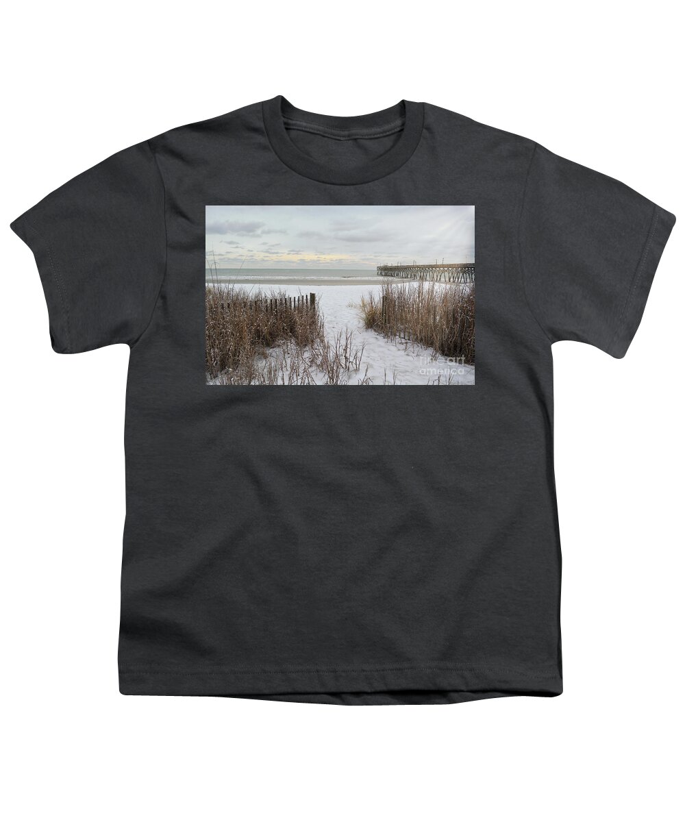 Beach Youth T-Shirt featuring the photograph Snow On The Beach 7 by Kathy Baccari