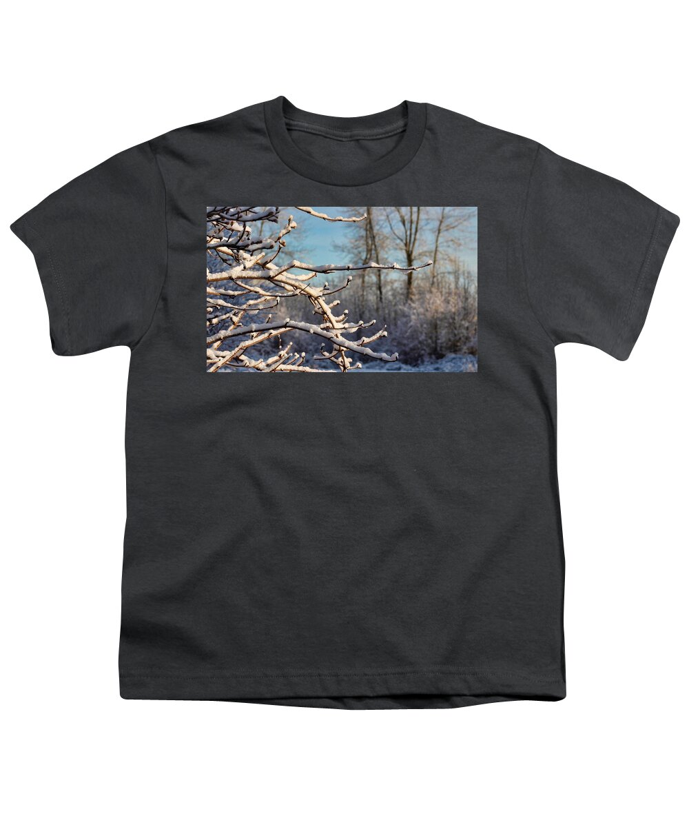 Snow Youth T-Shirt featuring the photograph Snowy Branches by Brian Eberly