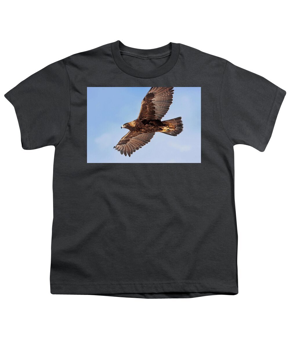 Golden Eagle Youth T-Shirt featuring the photograph Soaring Golden Eagle by Mark Miller
