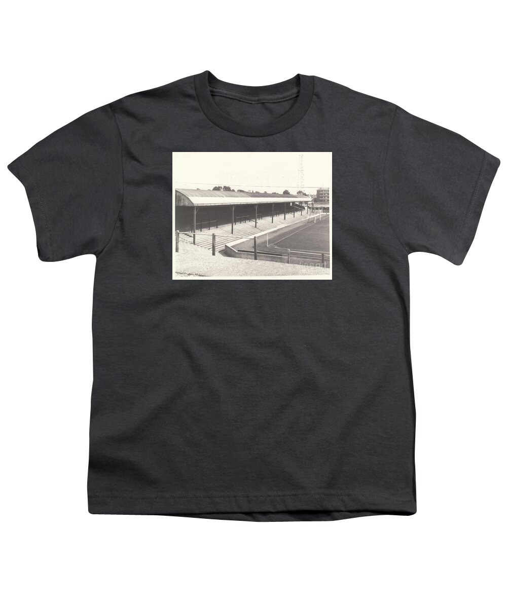  Youth T-Shirt featuring the photograph Southend United - Roots Hall - North Stand 1 - BW - 1960s by Legendary Football Grounds