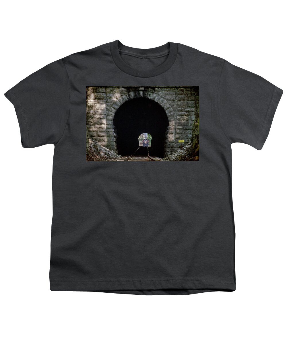 Landscape Youth T-Shirt featuring the photograph Southern Railway steam locomotive 630 at Missionary Ridge Tunnel by Jim Pearson