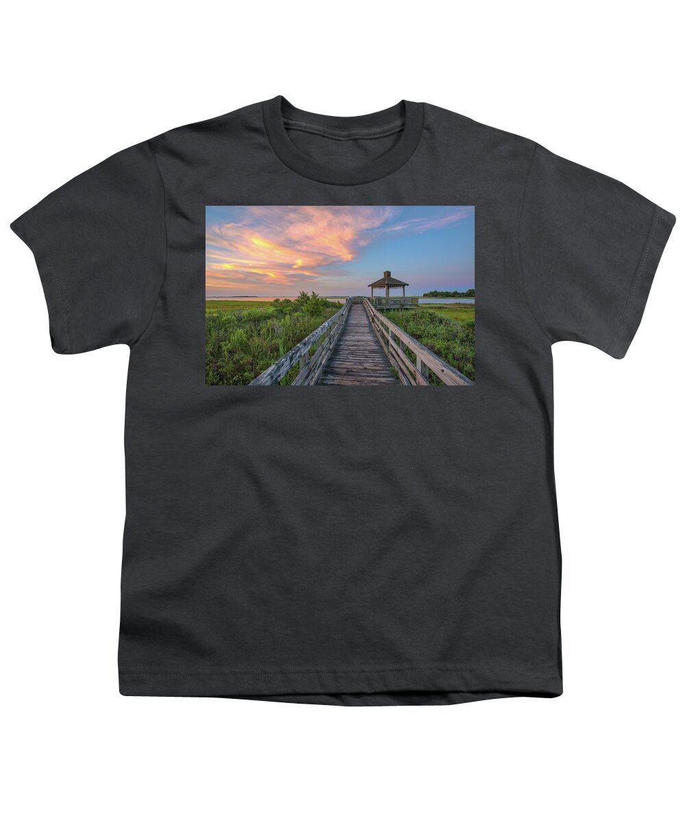 Southport Youth T-Shirt featuring the photograph Southport Salt Marsh Walkway by Nick Noble
