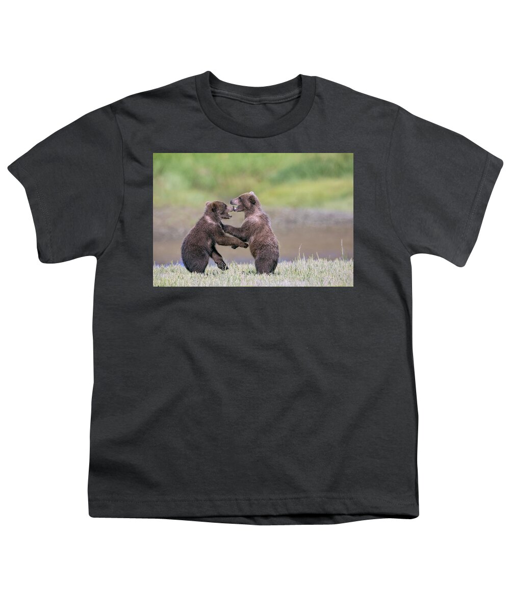 Brown Bears Youth T-Shirt featuring the photograph Sparring Cubs by Mark Harrington