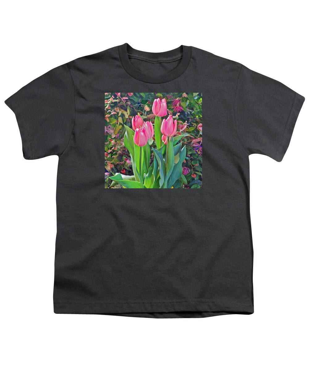 Tulips Youth T-Shirt featuring the photograph Spring Show 14 Pink Tulips by Janis Senungetuk