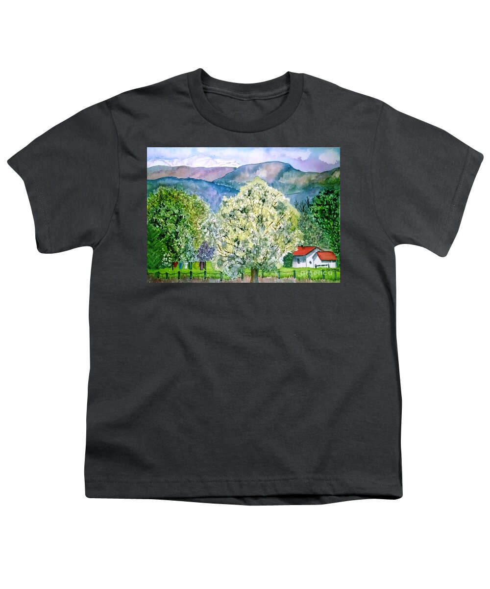 Country Youth T-Shirt featuring the painting Colorado Springtime Beauty by Sue Carmony