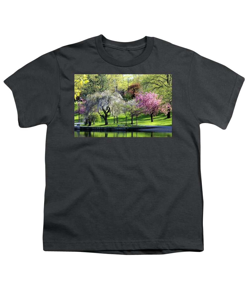 Horizontal Youth T-Shirt featuring the photograph Springtime in Wade Park by Valerie Collins