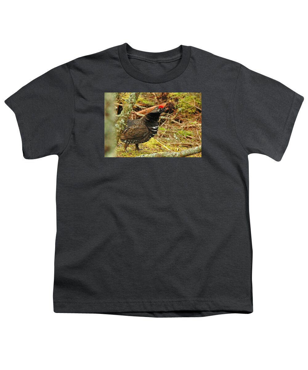 Spruce Grouse Youth T-Shirt featuring the photograph Spruce Grouse by Alana Ranney