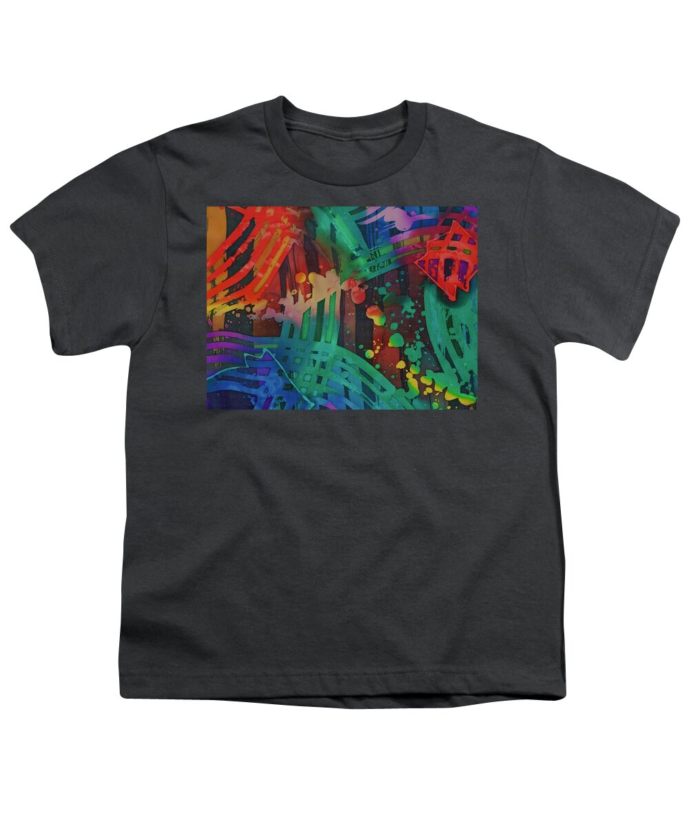 Abstract Youth T-Shirt featuring the painting Squares And Other Shapes 2 by Barbara Pease