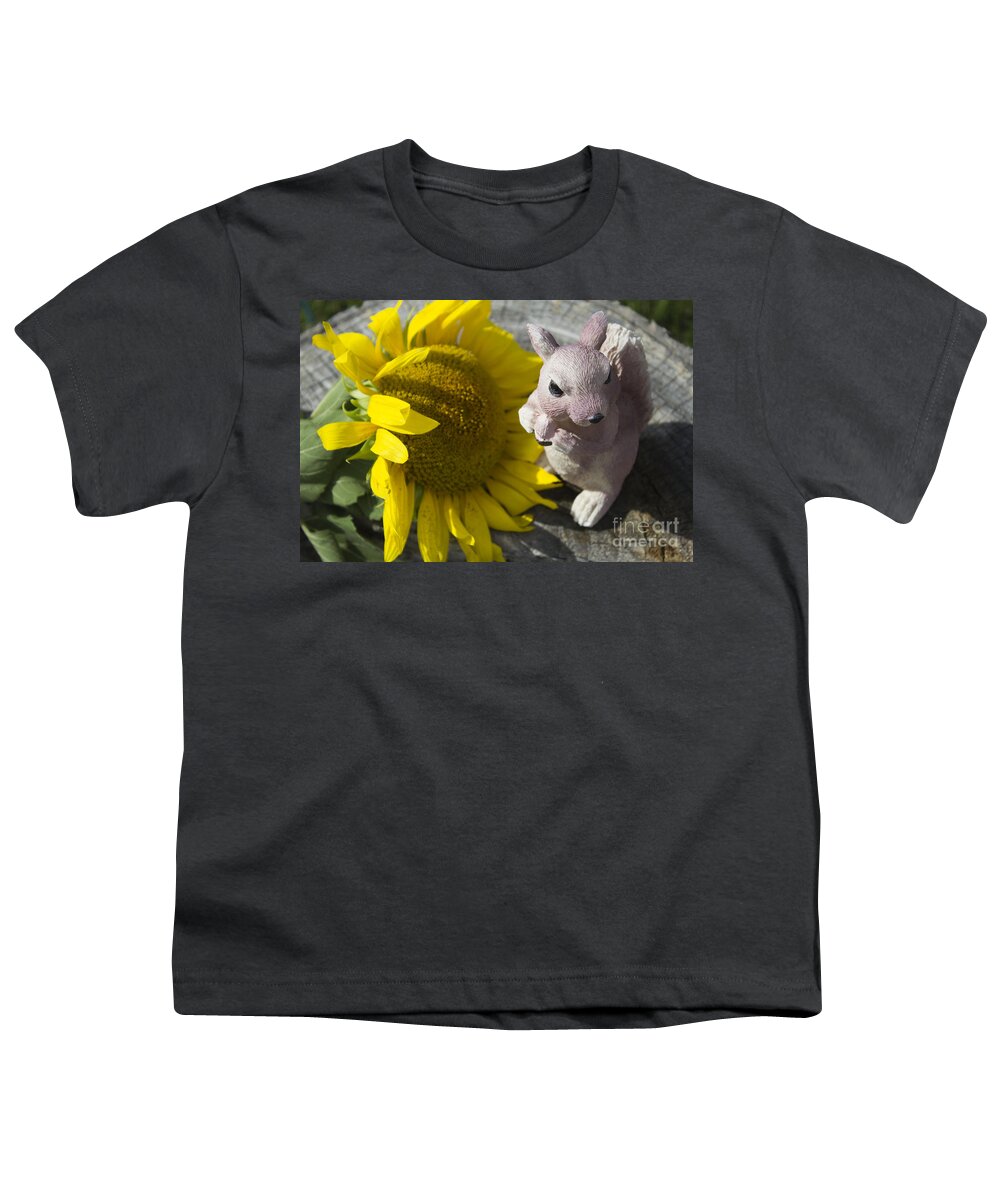 Sun Flower Youth T-Shirt featuring the photograph Squirrels Like Sun Flowers by Tara Lynn