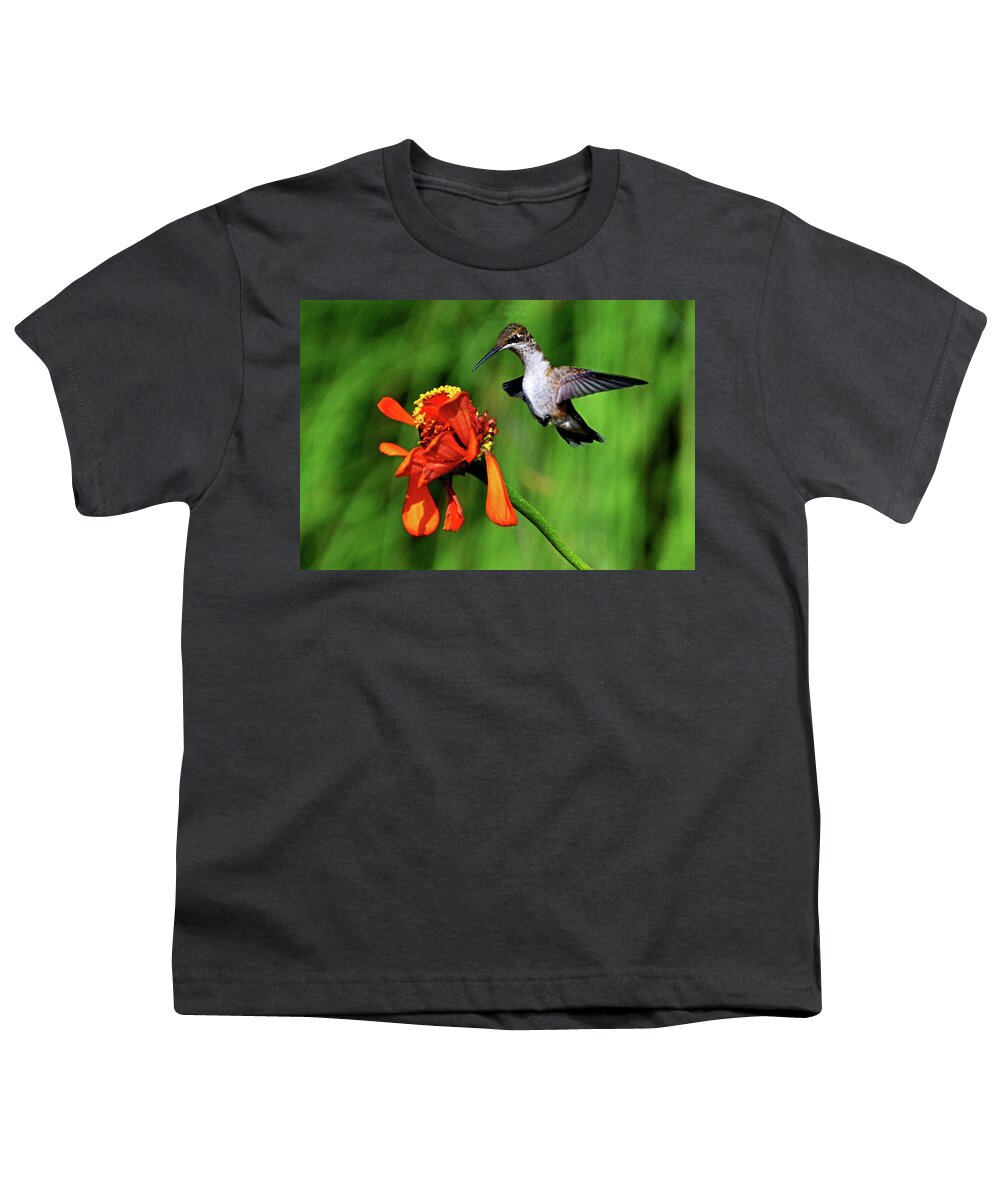 Bird Youth T-Shirt featuring the photograph Standing In Motion - Hummingbird In Flight 013 by George Bostian
