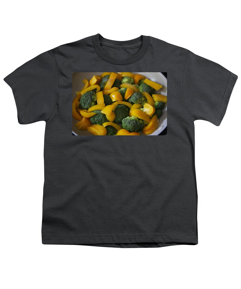 Vegetables Youth T-Shirt featuring the photograph Steamed Broccoli and Peppers by Vadim Levin