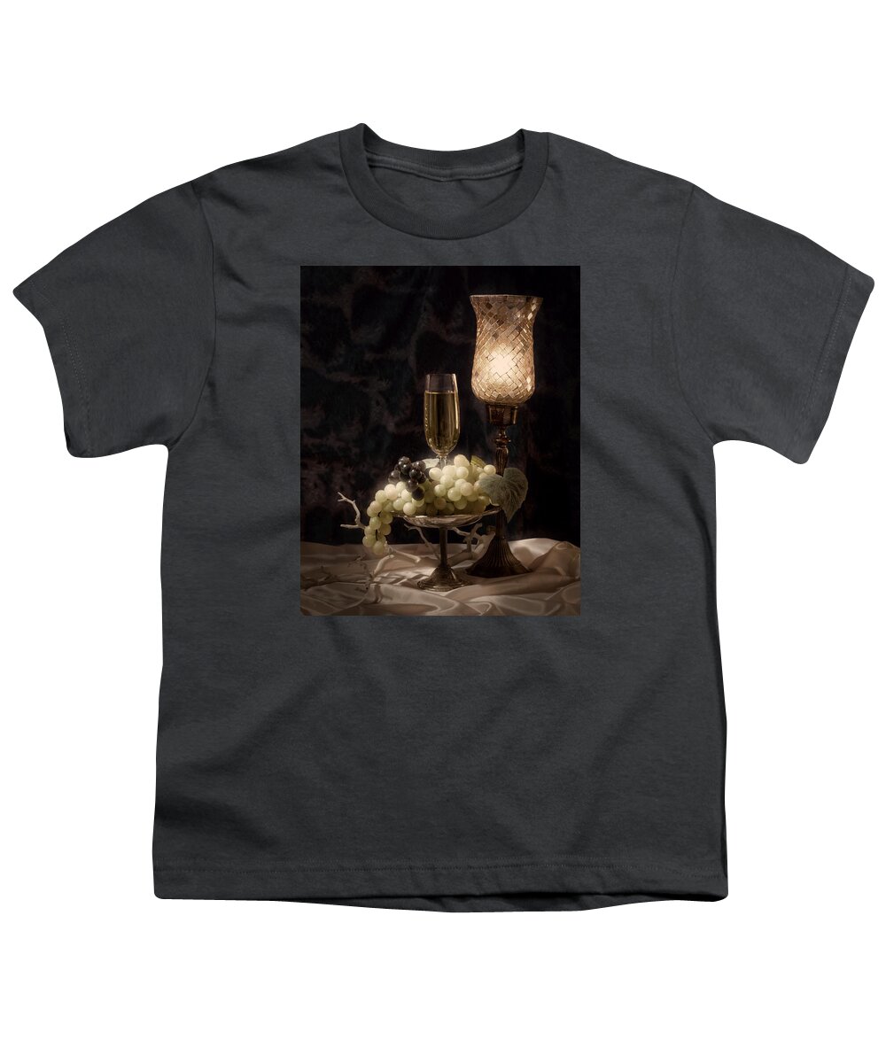 Alcohol Youth T-Shirt featuring the photograph Still life with wine and grapes by Tom Mc Nemar