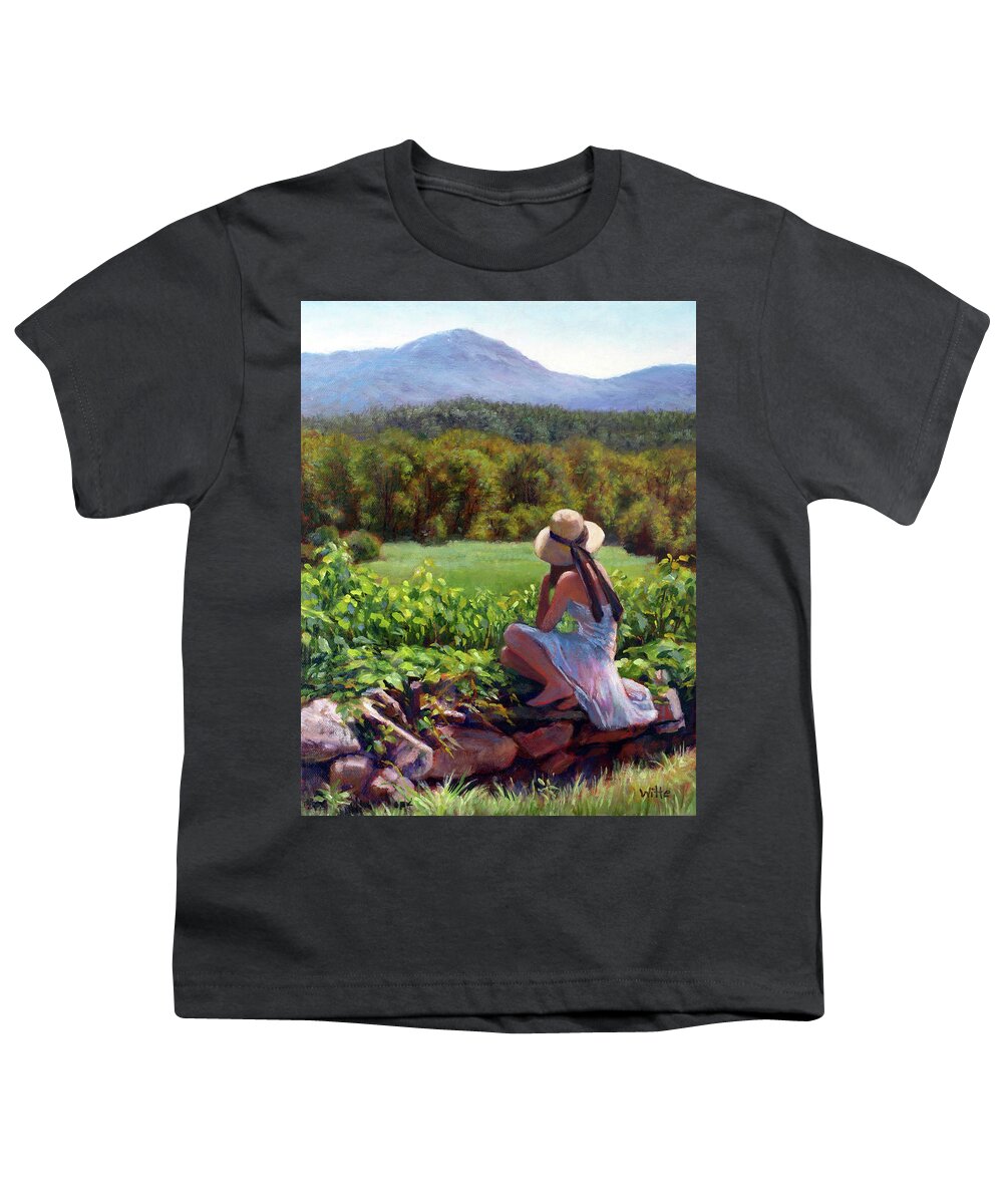 Sunhat Youth T-Shirt featuring the painting Stonewall Lookout by Marie Witte