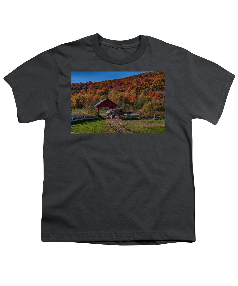 #jefffolger Youth T-Shirt featuring the photograph Stowe Vermont carriage ride by Jeff Folger