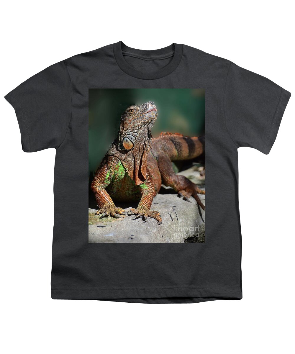 Iguana Youth T-Shirt featuring the photograph Strike a Pose by Cindy Manero