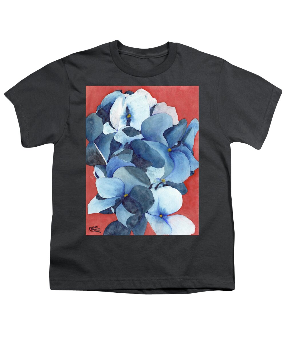 Hydrangea Youth T-Shirt featuring the painting Stylized Hydrangea by Ken Powers
