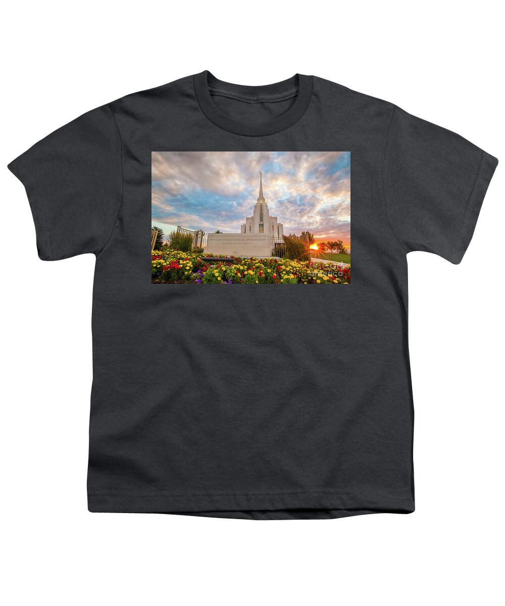 Canon Youth T-Shirt featuring the photograph Summer Sunset - Rexburg Idaho Temple by Bret Barton