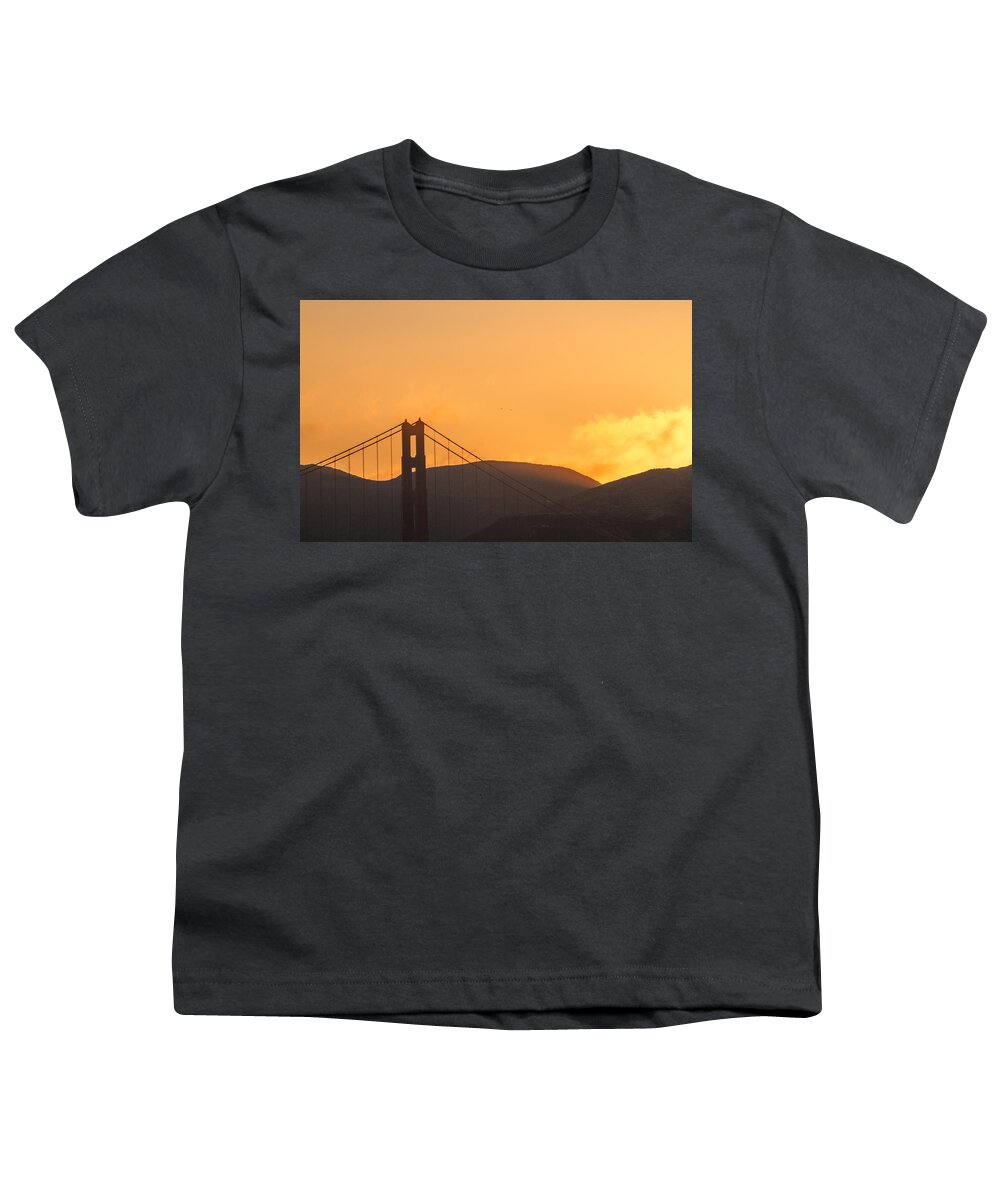 Sundown At The Golden Gate Youth T-Shirt featuring the photograph Sundown at the Golden Gate by Bonnie Follett