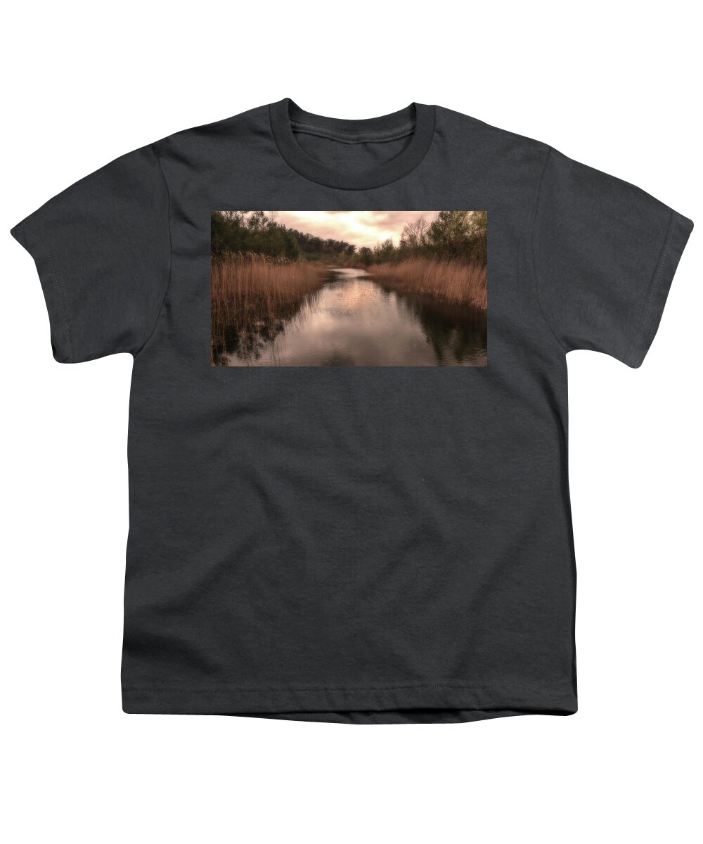 Grass Youth T-Shirt featuring the photograph Sunset at the sandpit in Maarn by Tim Abeln