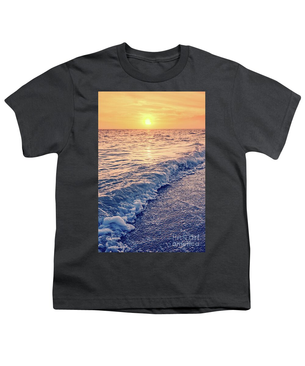 Wave Youth T-Shirt featuring the photograph Sunset Bowman Beach Sanibel Island Florida Vintage by Edward Fielding