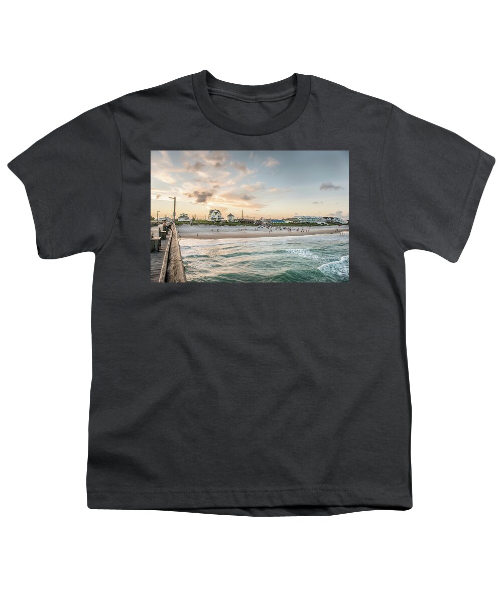 North Carolina Youth T-Shirt featuring the photograph Sunset From The Pier by Cynthia Wolfe
