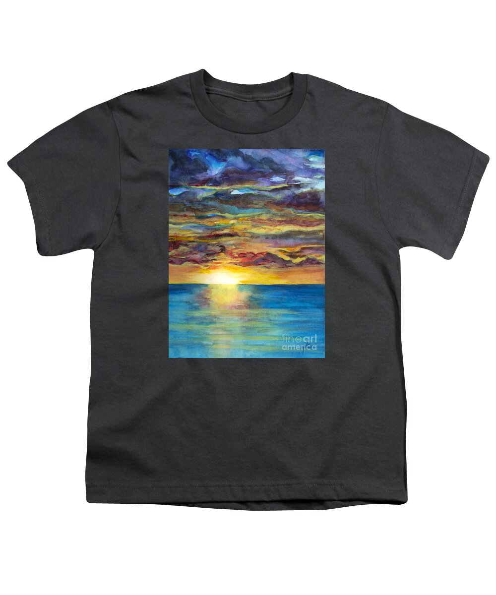 Seascape Youth T-Shirt featuring the painting Sunset II by Suzette Kallen